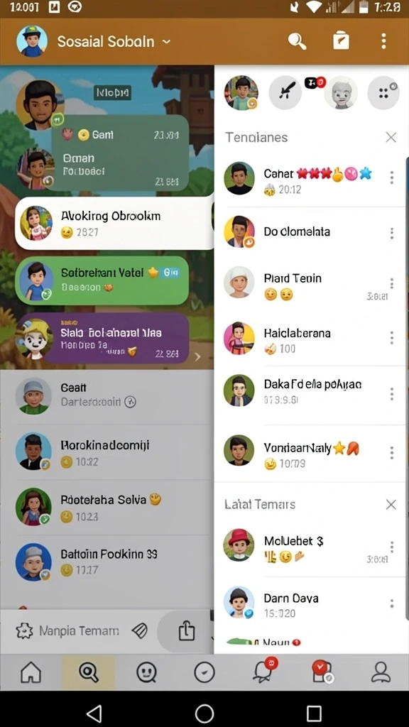 Fitur interaksi sosial dengan pemain lain.