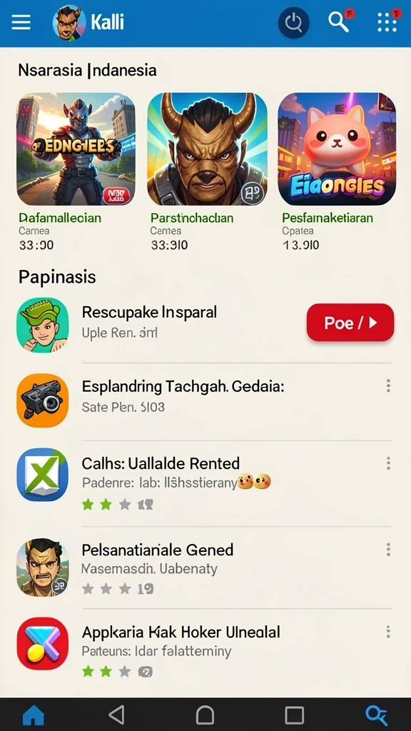 Beragam pilihan permainan menarik dalam satu aplikasi.